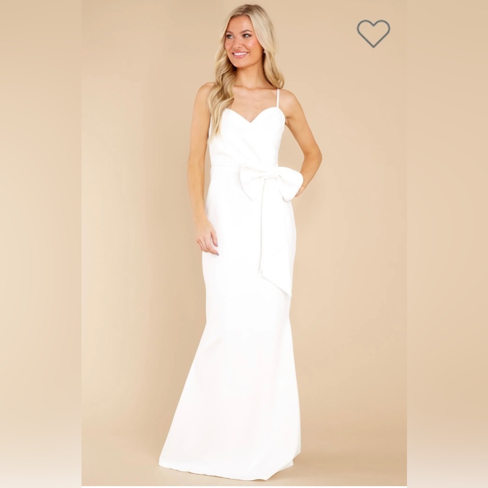White Maxi Bridal Shower Dress with Bow from Red Dress size M new with tags - Picture 1 of 16